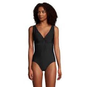 Lands’ End Twist Front One Piece Swimsuit NWT